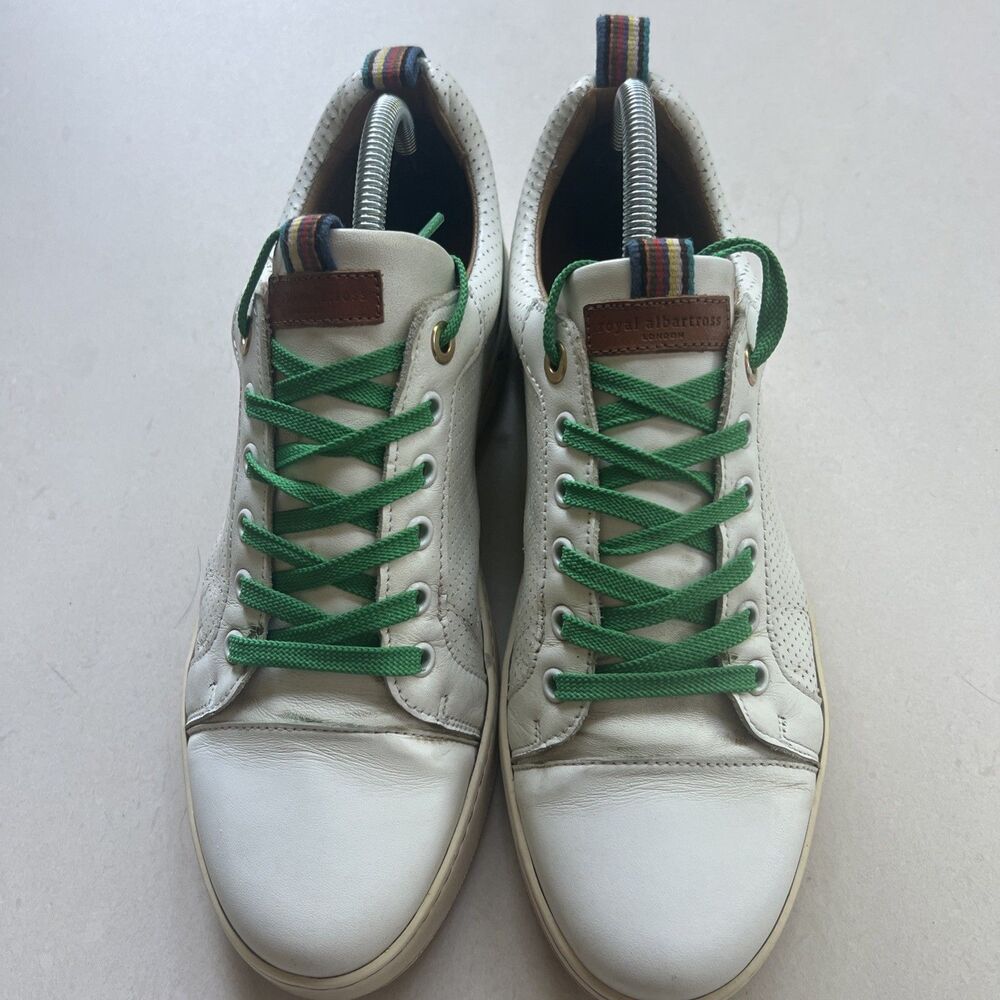 Royal Albartross Golf Sneakers Shoes Women’s 9 White Leather Green Laces - Picture 2 of 11